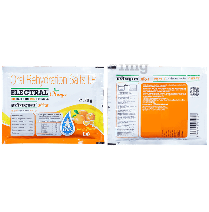 Electral Powder | ORS for Replenishing Body Fluids & Electrolytes | Flavour Orange