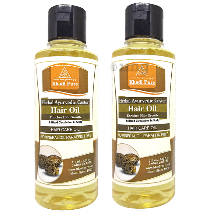 Khadi Pure Herbal Ayurvedic Castor Hair Oil (210ml Each)