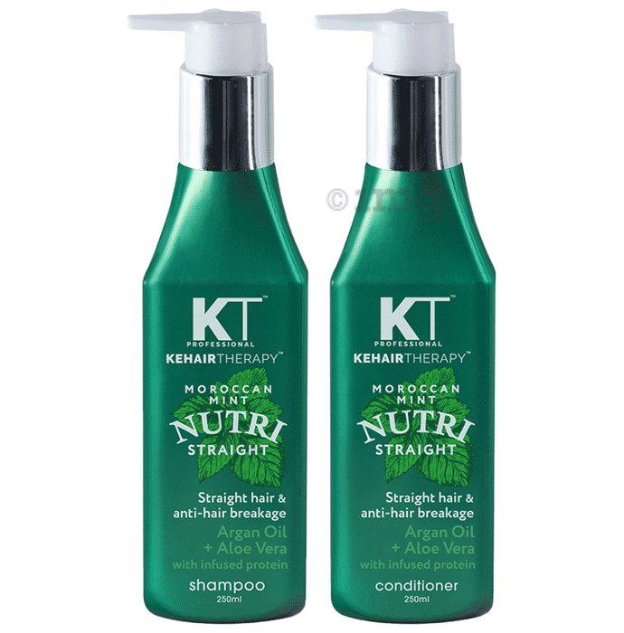 KT Professional Moroccan Mint Nutri Straight Shampoo & Conditioner (250ml Each)