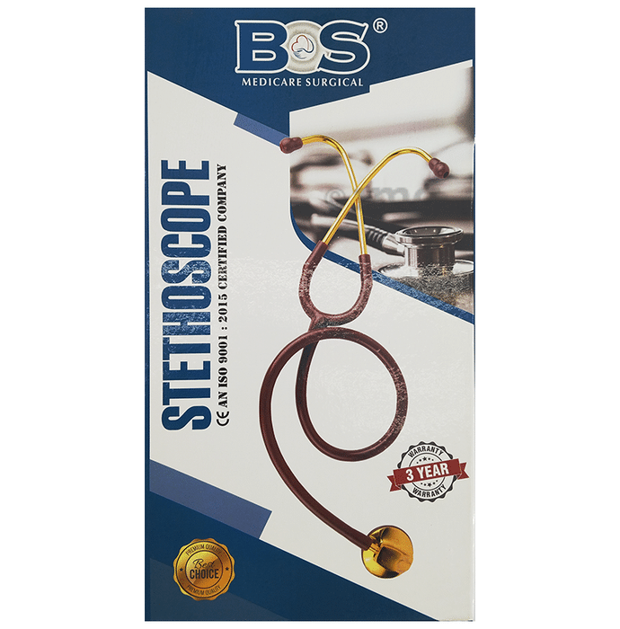 Bos Medicare Surgical Stainless Steel Single Head (Bosm 10) High Sensitivity Acoustic Stethoscope Brown