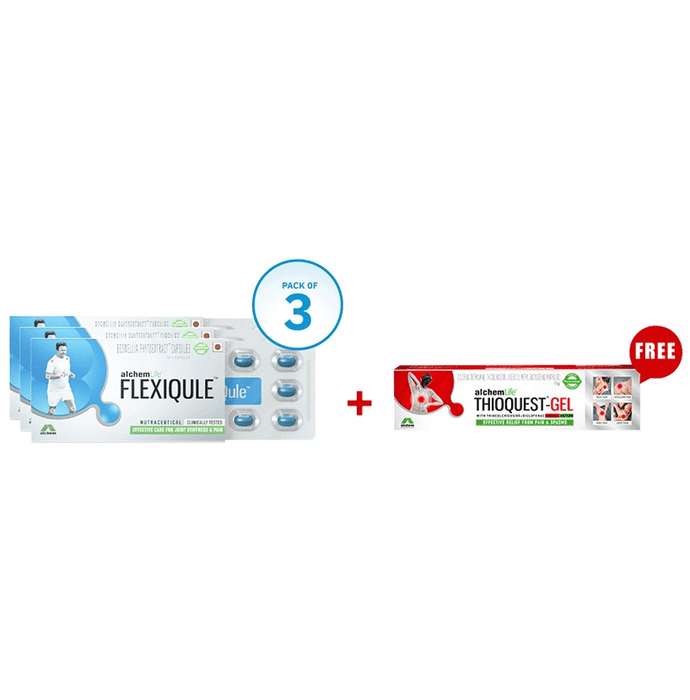 Flexiqule Capsule with Bosewellia Serrata & Ginger | For Joint Stiffness & Pain Relief (10 Each) with Thioquest Gel Free