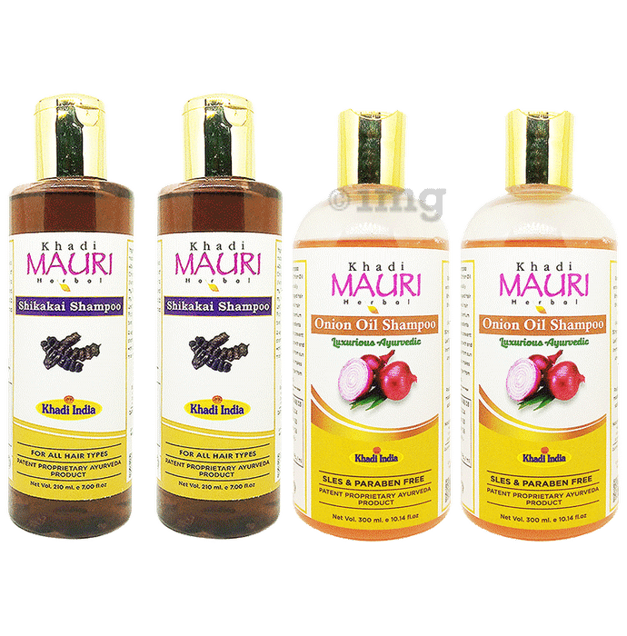 Khadi Mauri Herbal Combo Pack of  Onion Oil (300ml) & Shikakai (210ml ) Shampoo
