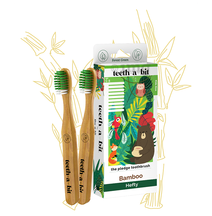 Teeth-A-Bit The Pledge Bamboo Toothbrush (5-8 Yrs) Hefty Forest Green