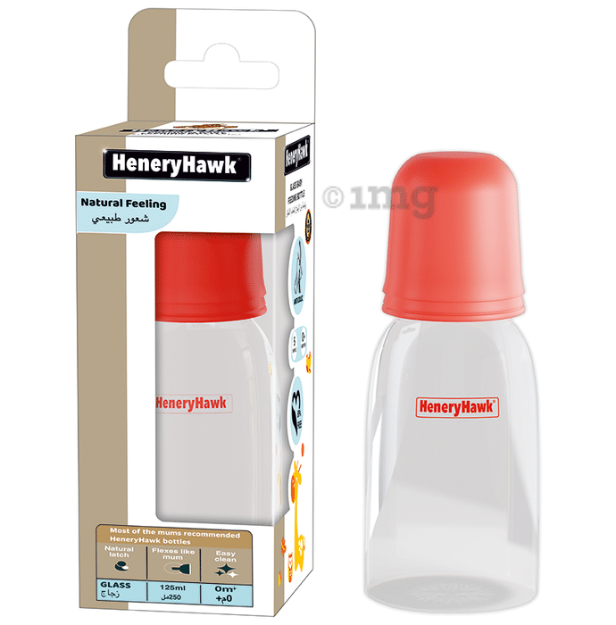 Ambitech Nautural Feeling  Anti-Colic BPA Free Round Shoulder Slim Neck Borosilicate Glass  Feeding Bottle