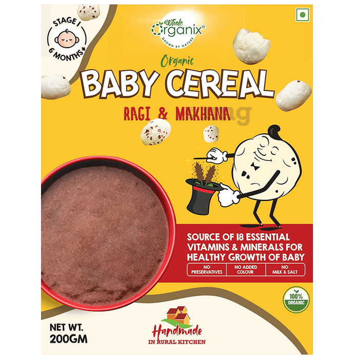 Whole Organix Organic Baby Cereal Stage 1, 6 Months Ragi & Makhana: Buy
