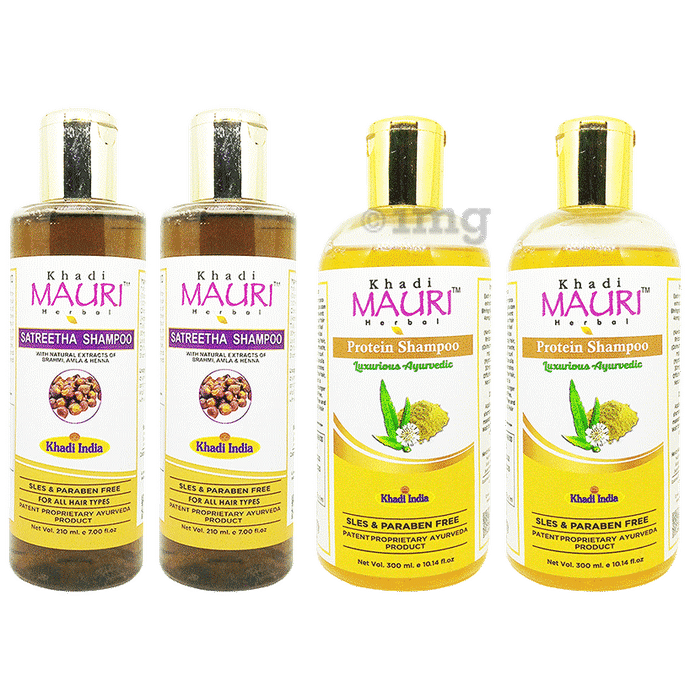 Khadi Mauri Herbal Combo Pack of Protein (300ml) & Satreetha (210ml) Shampoo