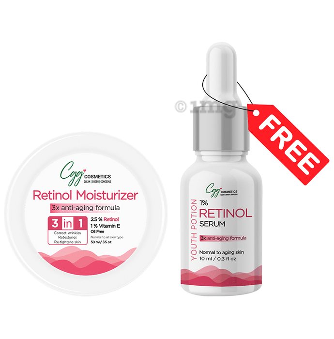 CGG Cosmetics Retinol Moisturizer 50ml & 10ml Sample of 1% Retinol Serum Free