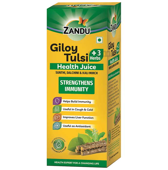 Zandu Giloy Tulsi +3 Herbs Juice for Cough & Cold Relief | Supports Immunity & Liver Health