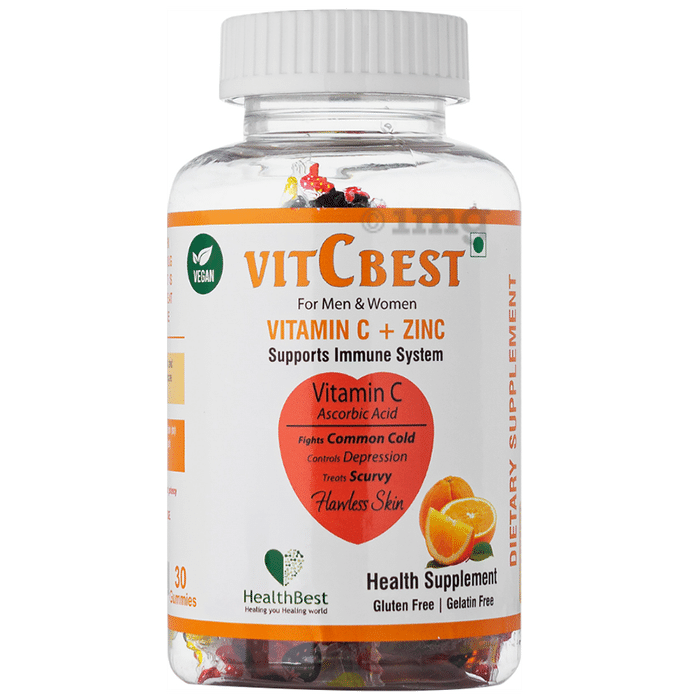HealthBest VitCbest Vitamin C + Zinc Gummies for Men & Women