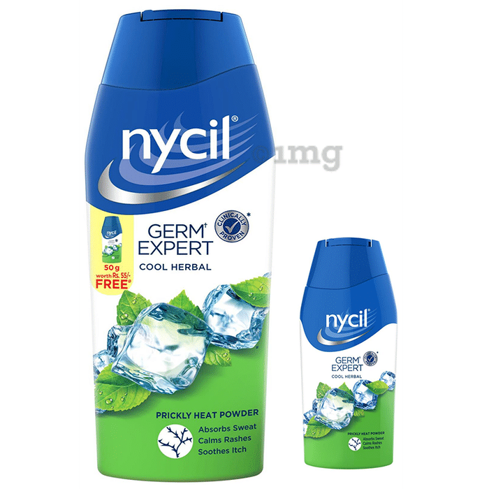 Nycil Cool Herbal Prickly Heat Powder with Nycil Cool Herbal 50gm Free