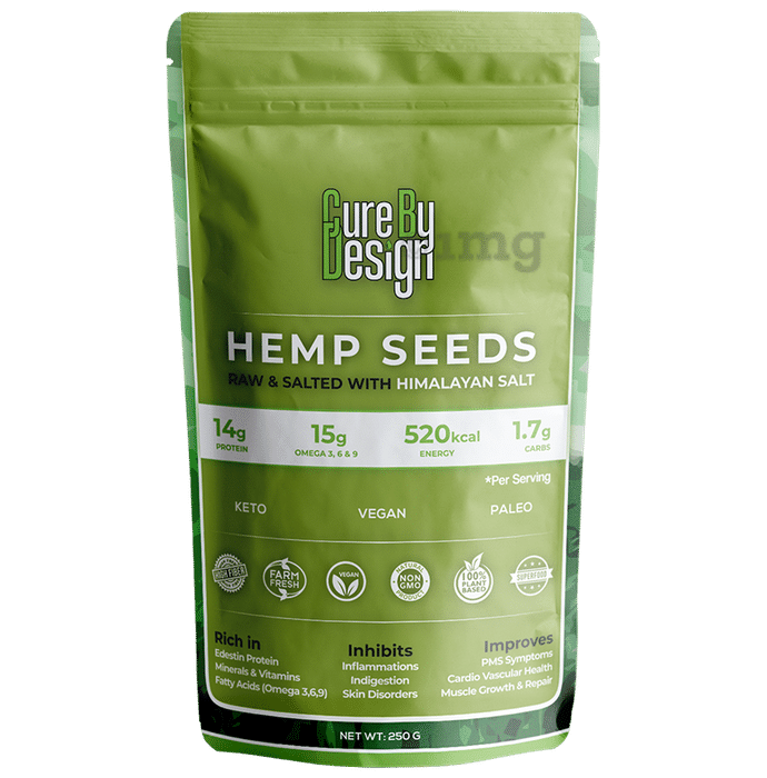 Cure By Design Hemp Seeds Raw & Salted with Himalayan Salt