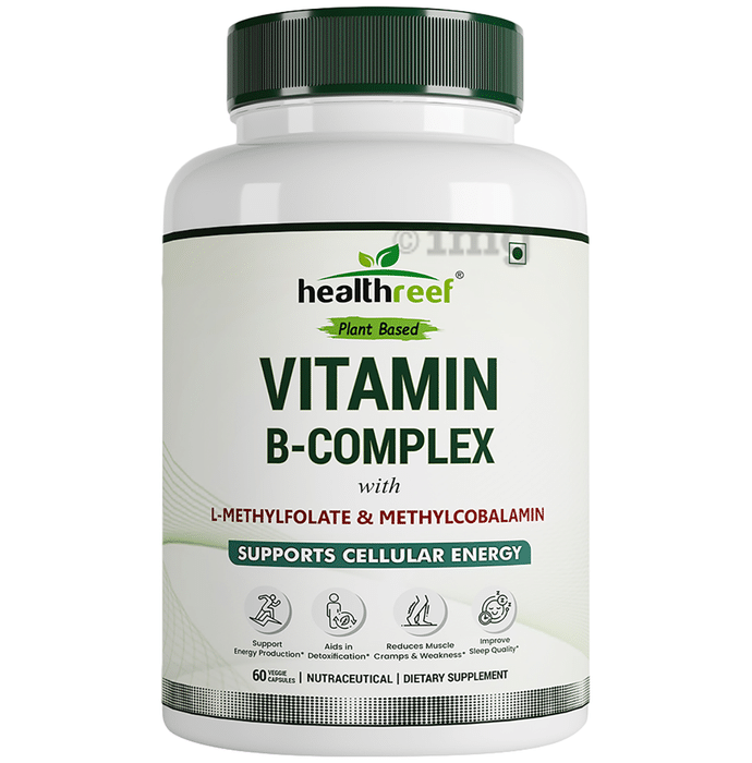 Healthreef Plant Based Vitamin B-Complex with L-Methylfolate & Methylcobalamin Veggie Capsule