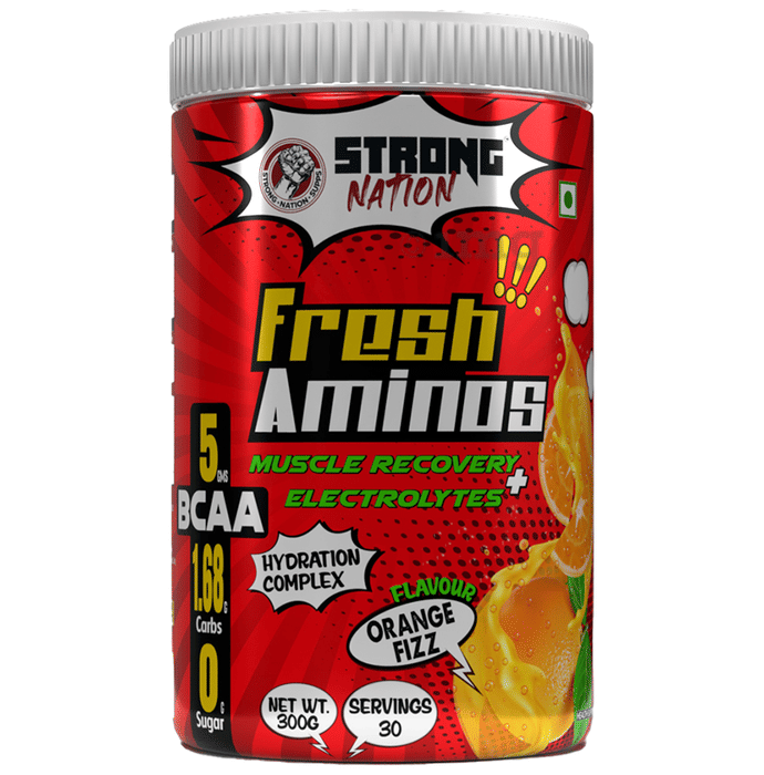 Strong Nation BCAA Fresh Aminos Powder Orange Fizz Buy jar of 300.0 gm