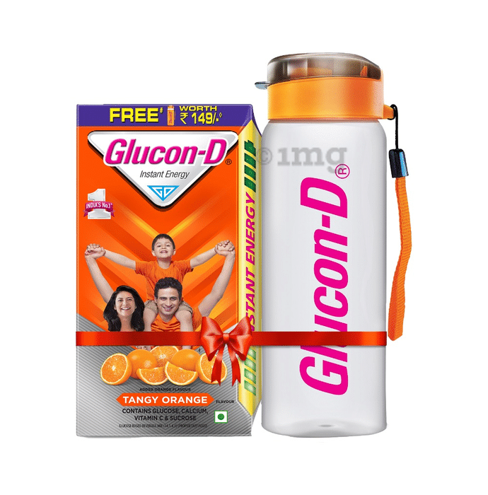 Glucon-D Instant Energy Health Drink Powder Tangy Orange with Sipper Free