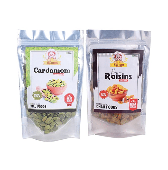 Chau Foods Combo Pack of Cardamom 100gm & Premium Raisins 200gm