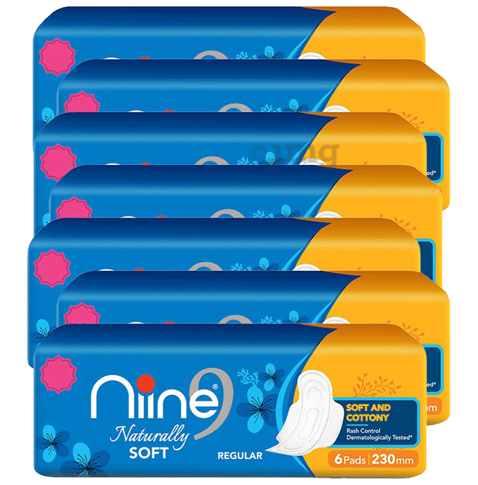 Niine Naturally Soft Regular Sanitary Pads for women (6 Each)