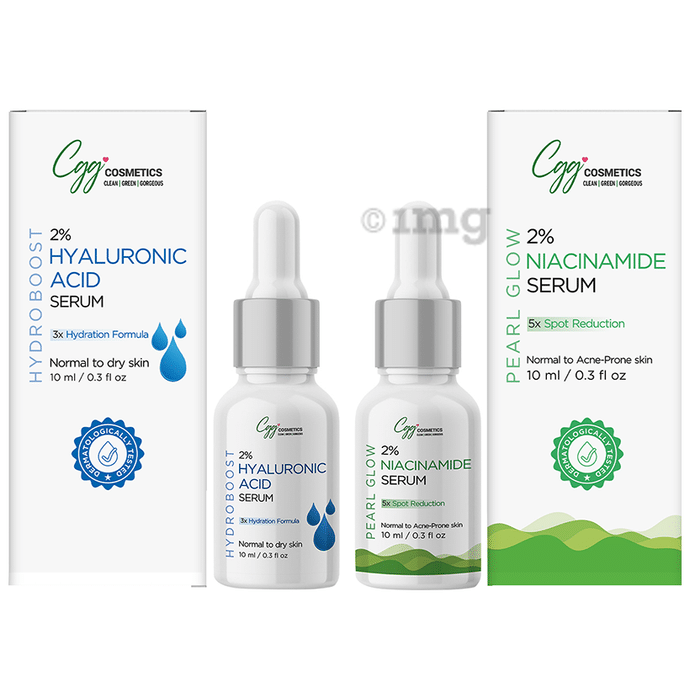 CGG Cosmetics Combo Pack of % Hyaluronic Acid Serum (10ml) & 2% Niacinamide Serum (10ml)