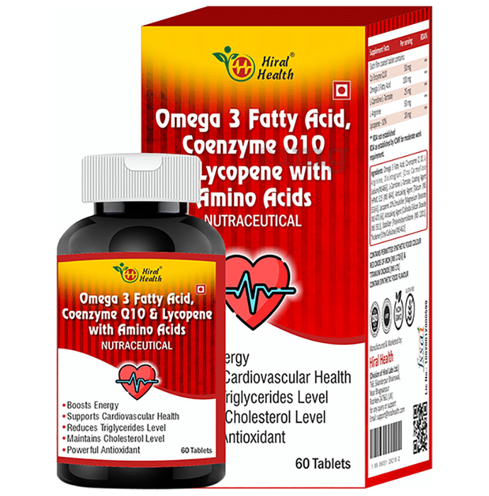 Hiral Health Omega-3 Fatty Acid, Coenzyme Q10 with Lycopene & Amino ...