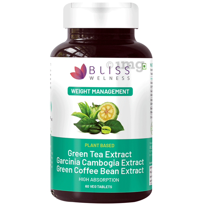 Bliss Welness Weight Management Green Tea + Garcinia Cambogia + Green Coffee Bean Extract Veg Tablet