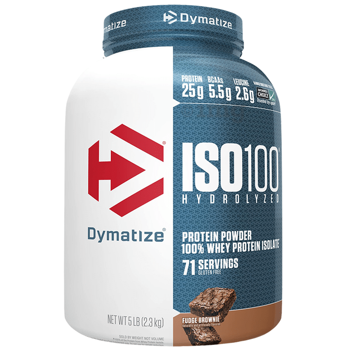 Dymatize Nutrition ISO 100 Hydrolyzed 100% Whey Protein Isloate Powder Fudge Brownie