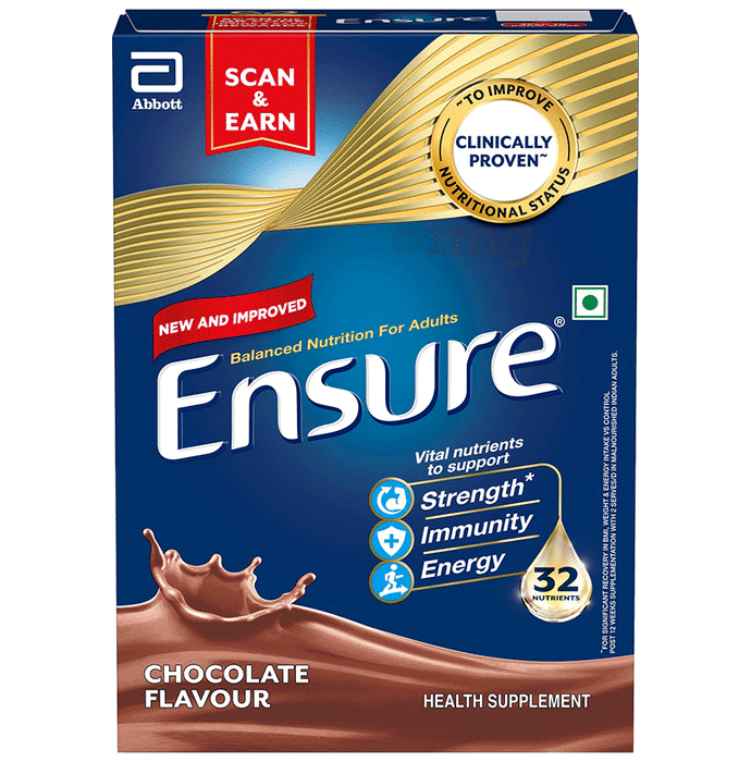 Ensure Powder Complete Balanced Drink for Adults | For Strength, Immunity & Energy | With Essential Vitamins | Nutrition Formula Chocolate