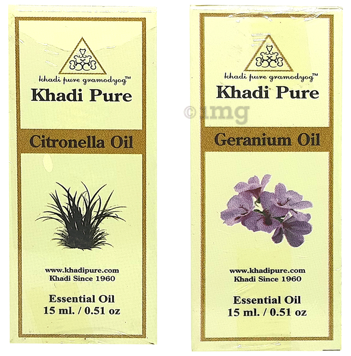 Khadi Pure Combo Pack of Citronella Oil & Geranium Oil (15ml Each)
