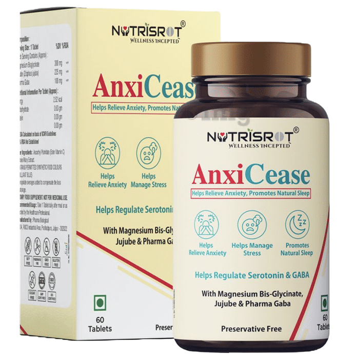 Nutrisrot AnxiCease Anxiety Relief Supplement with Pharma Gaba for Sound Sleep
