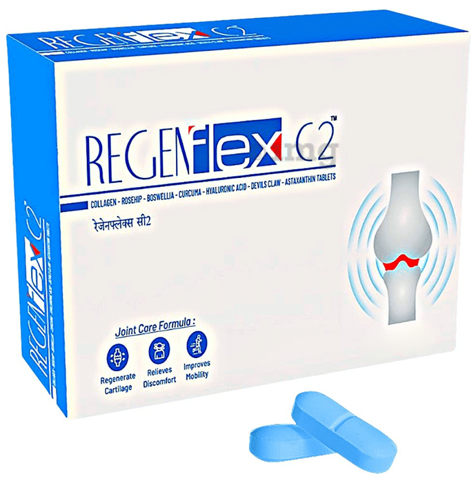 Regenflex C2-Undenatured Type II Collagen,Hyaluronic acid,Boswellia serrata,Curcumin,Devils claw,Astaxanthin,Joint Pain medicine,Joint Support Supplement Tablet