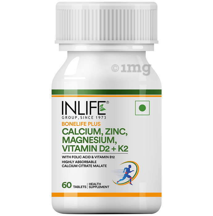 Inlife Bonelife Plus Calcium, Zinc, Magnesium, Vitamin D2 + K2 Tablet
