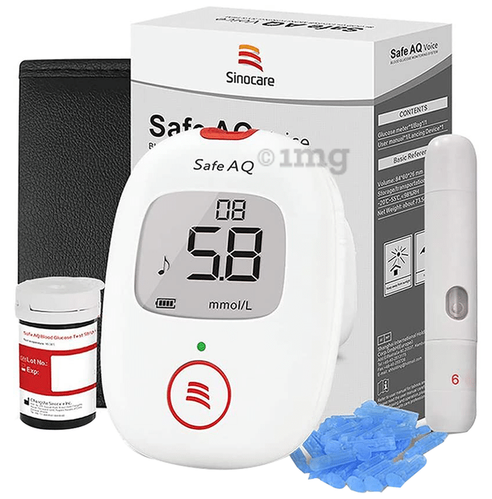 Sinocare Safe AQ Voice blood glucose Meter with 10 Strips