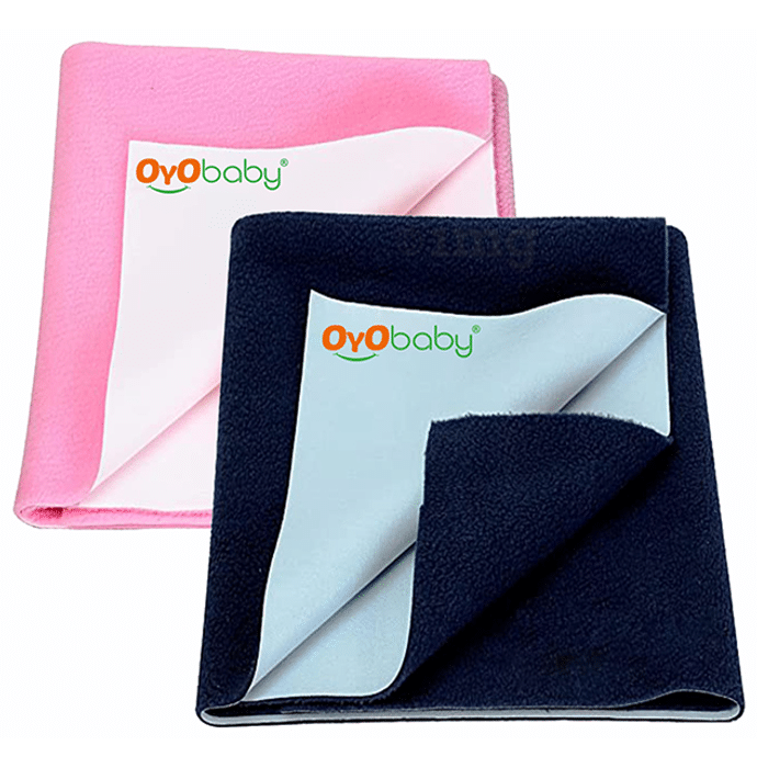 Oyo Baby Waterproof Bed Protector Dry Sheet Gifts Pack Large Dark Blue & Pink