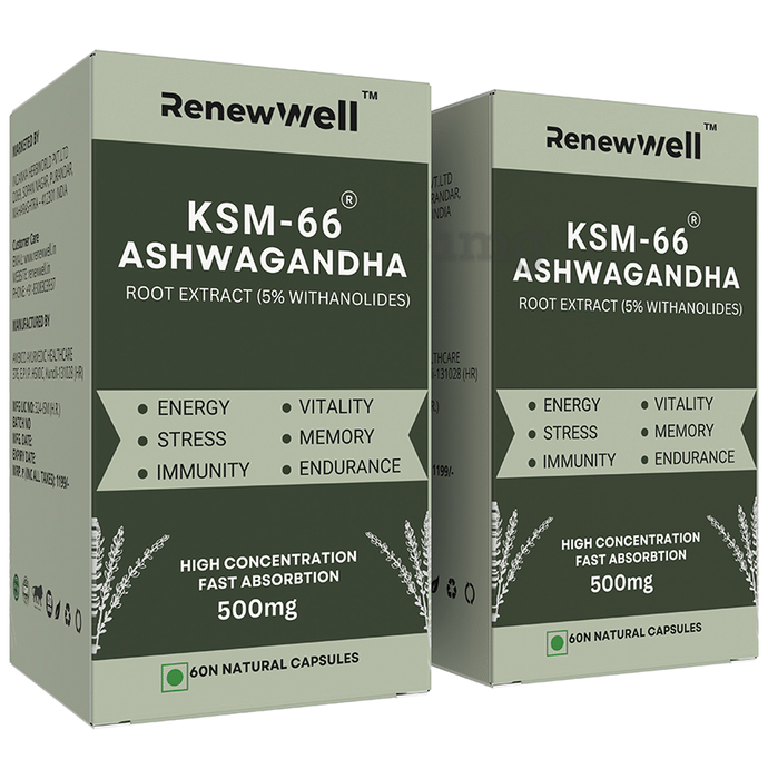 Renewwell KSM 66 Ashwagandha Capsules (60 Each)