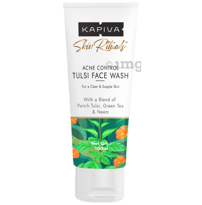 Kapiva Acne Control Tulsi Face Wash | Reduces Active Acne & Scars | For All Skin Types | 0% Parabens Face Wash