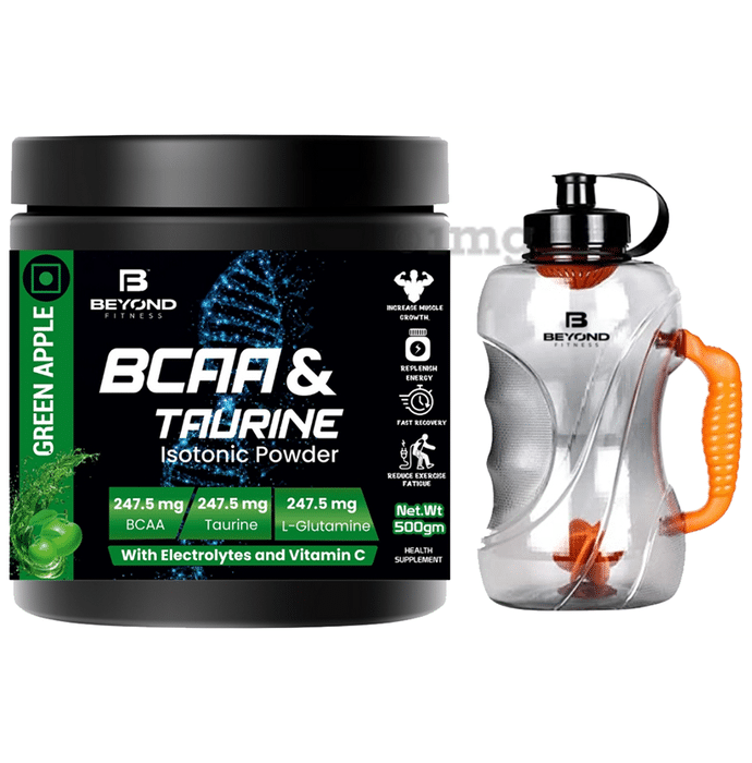 Beyond Fitness Combo Pack of BCCA & Taurine Isotonic Powder 500gm & 1500ml Gallon Bottle 1500ml