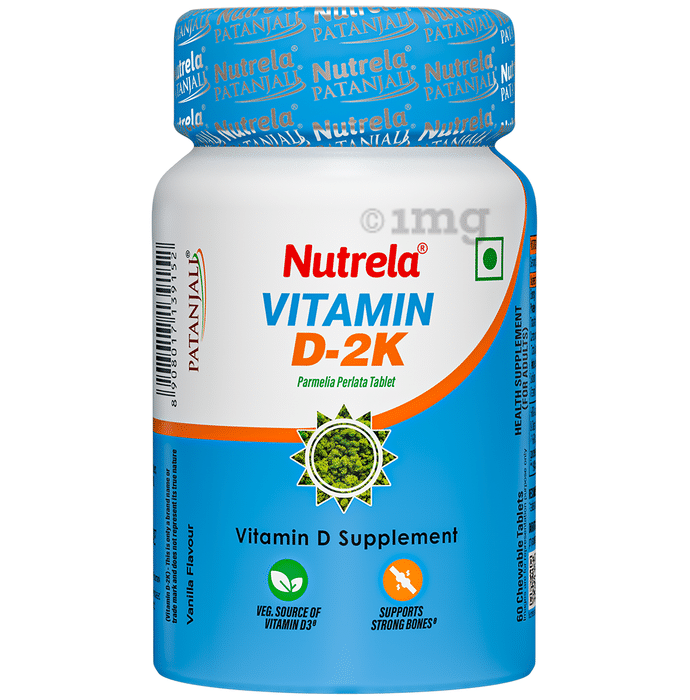 Patanjali Nutrela Vitamin D 2K for Bone Health | Flavour Vanilla Chewable Tablet