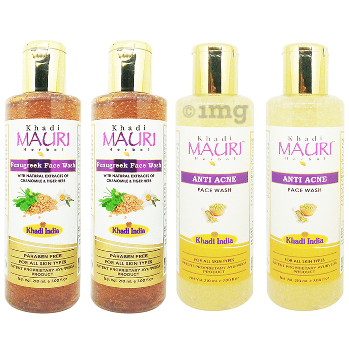 Khadi Mauri Herbal Combo Pack of  Anti Acne & Fenugreek Face Wash (210ml Each)