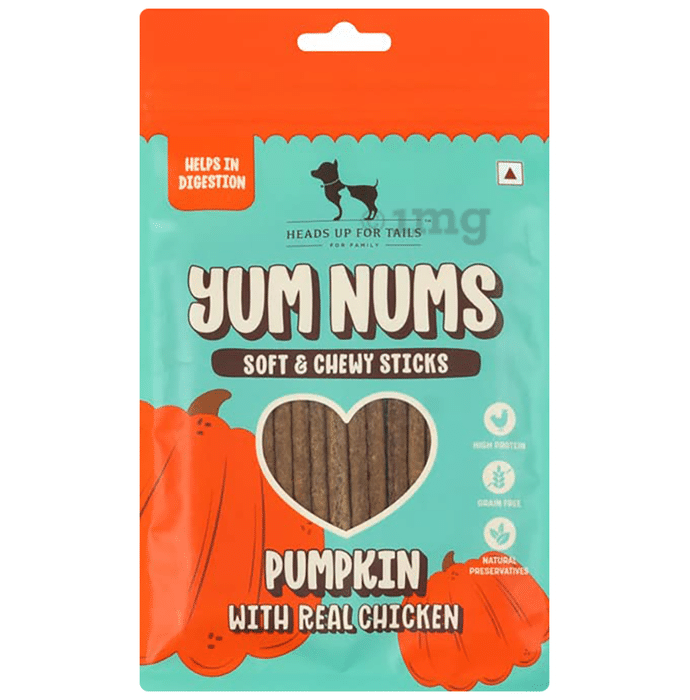 Heads Up For Tails Yum Nums Soft & Chewy Sticks Pumpkin with Real Chicken