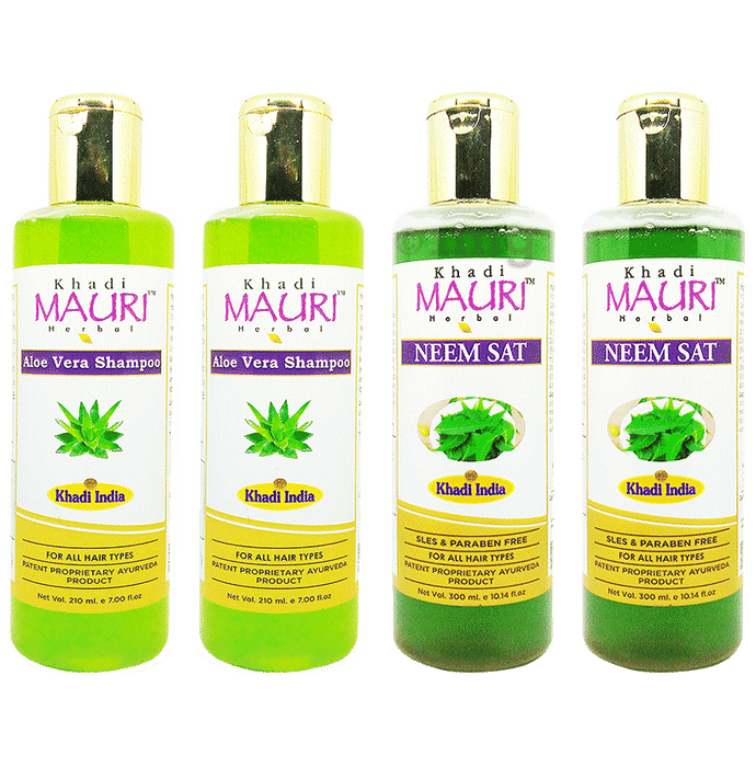 Khadi Mauri Herbal Combo Pack of i Aloe Vera & Neem Shampoo (210ml Each)