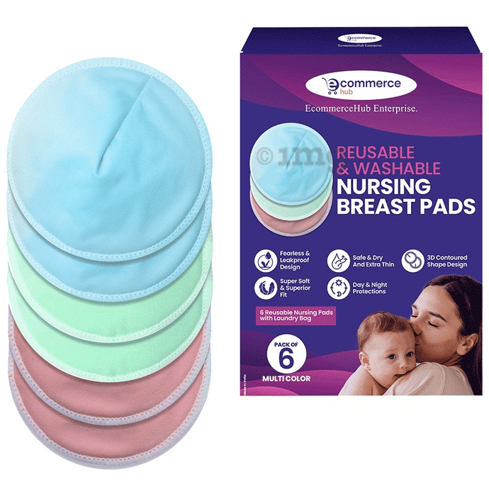 EcommerceHub Reusable & Washable Nursing Breast Pad (Pair) Multicolor Medium