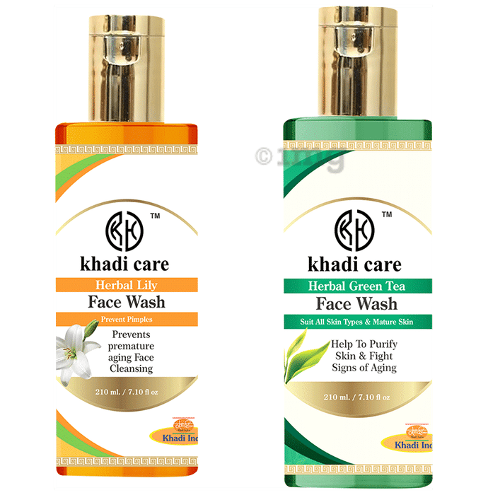 Khadi Care Combo Pack of Lily  and Green Tea Face Wash  (210ml Each)