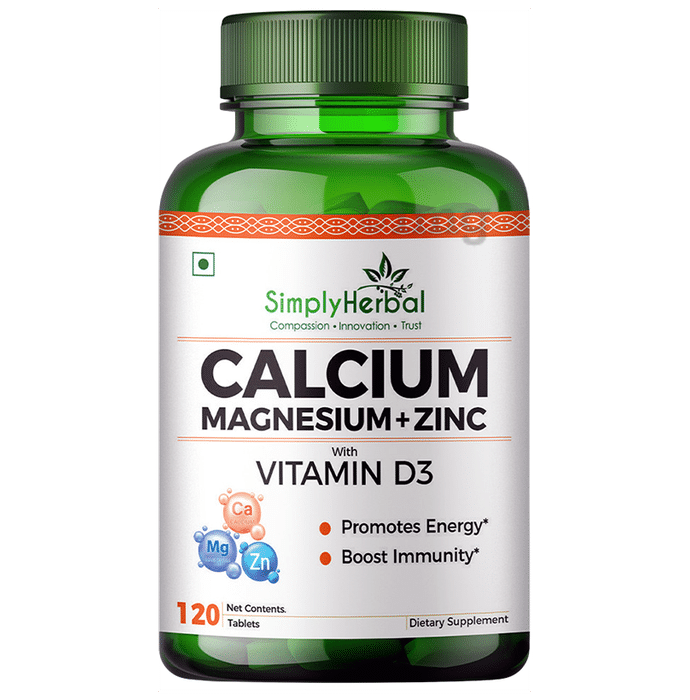Simply Herbal Calcium + Magnesium + Zinc with Vitamin D3 for Bone Health | Tablet