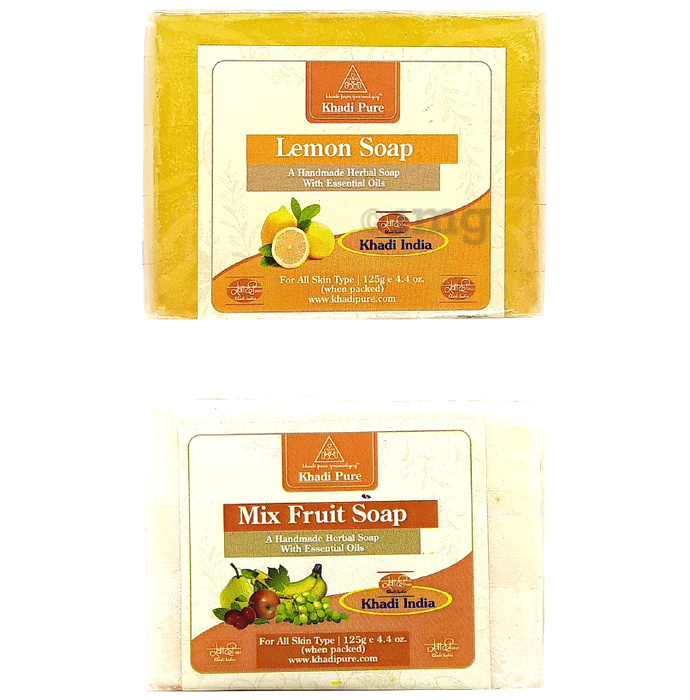 Khadi Pure Combo Pack of Lemon Soap & Mix Fruit Soap (125gm Each) Buy