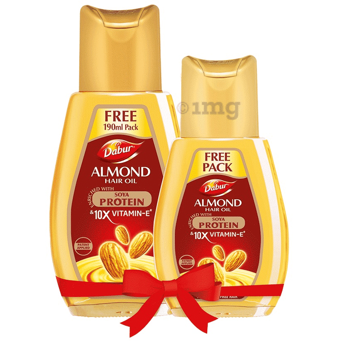 Dabur Almond Hair Oil with Soya Protein & Vitamin E | For Damage Free Hair with 190ml Hair Oil Free
