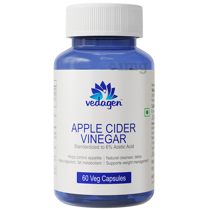Vedagen Apple Cider Vinegar ACV with 6% Acetic Acid | Veg Capsule for Metabolism & Weight Management