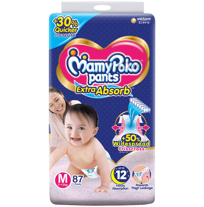 MamyPoko Pants Extra Absorb Diaper for upto 12 Hrs Absorption | Size Medium