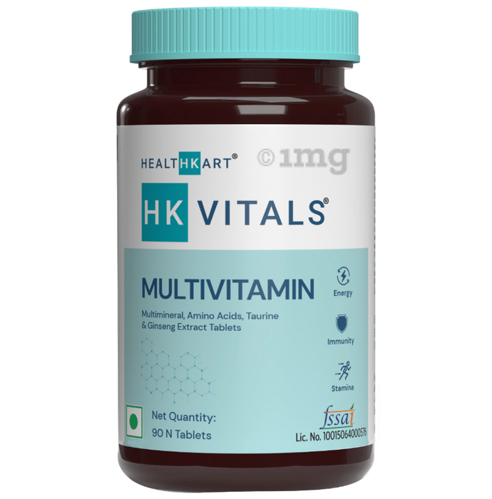 HealthKart HK Vitals Multivitamin with Multimineral, Amino Acids, Taurine & Ginseng Extract | For Energy, Immunity & Stamina | Tablet