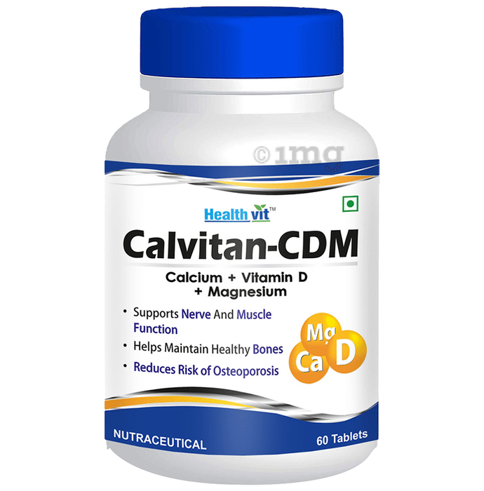 HealthVit Calvitan-CDM | With Calcium, Vitamin D3 , Magnesium | For Nerves, Muscles, Bones & Immunity | Tablet