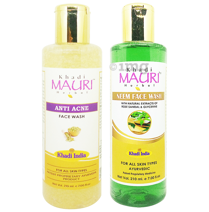 Khadi Mauri Herbal Combo Pack of  Anti Acne & Neem Face Wash (210ml Each)