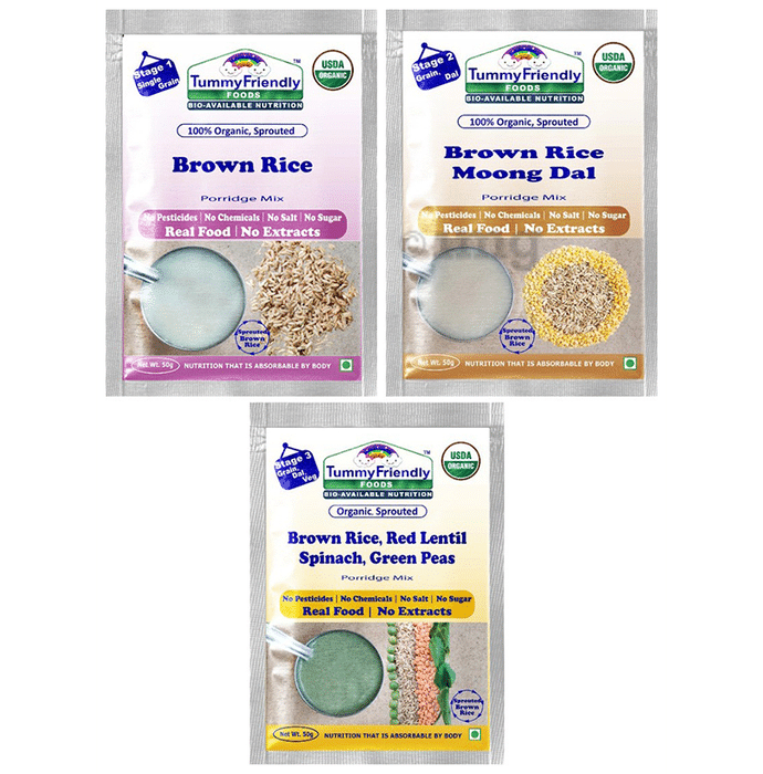 TummyFriendly Foods Stage 1, Stage 2, Stage 3 Porridge Mix Trial Pack (50gm Each)