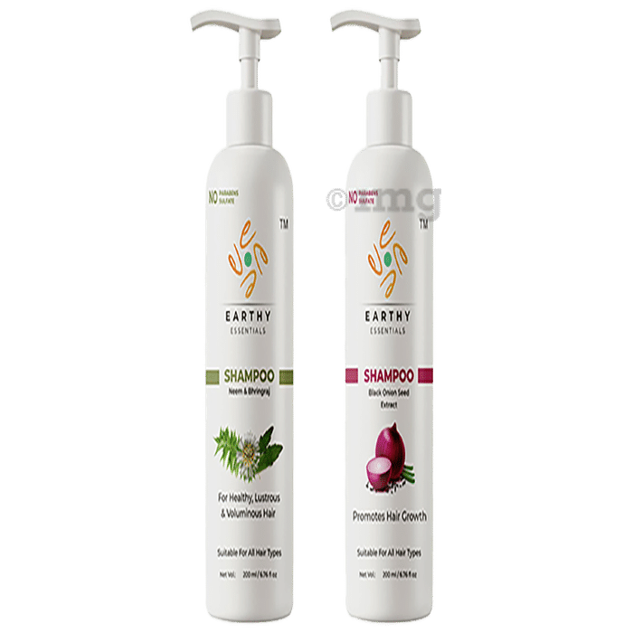 Earthy Essentials Combo Pack of Neem & Bhringraj Shampoo & Black Onion Seed  Extract Shampoo (200ml Each)